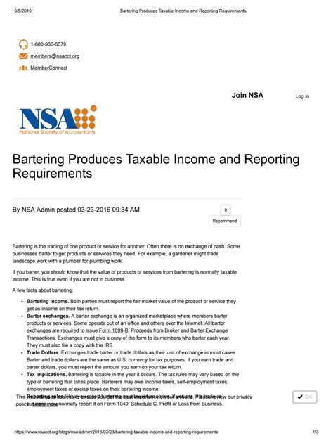 Fillable Online Bartering Produces Taxable Income And Reporting Fax