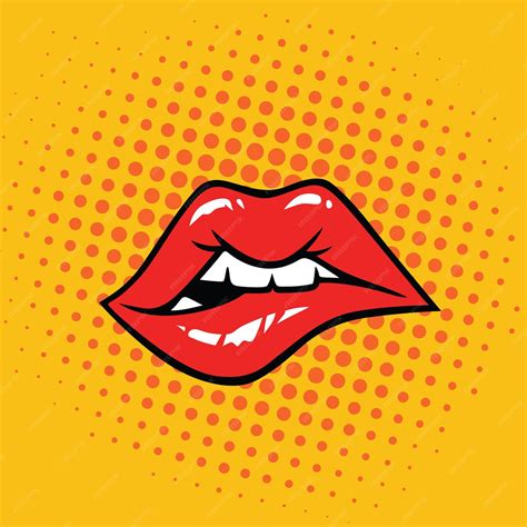 Premium Vector Lip Sexy Biting Lips Pop Art Vector Icon