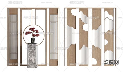 新中式花格屏风 隔断3d模型下载id130061113dmax免费模型 欧模网