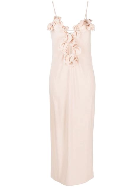 Magda Butrym Flower Appliqu Ruched Midi Dress Neutrals Editorialist