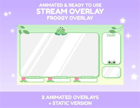 Cute Froggy Animated Overlay Stream Set Kawaii Twitch Overlay