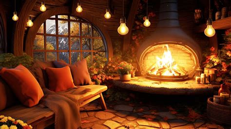 Cozy Autumn Cabin Ambience Rain And Fireplace Sounds H Relaxing