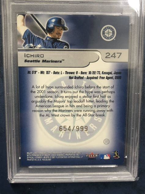 Yahooオークション 2001 Fleer Focus Ichiro Rc Psa9 イチロー 999