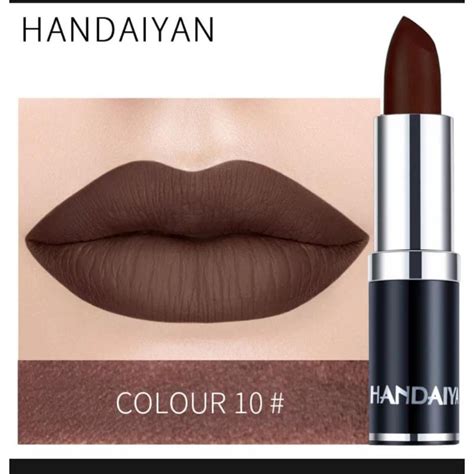 Jual Lipstick Handaiyan Lip Gloss Matte Coffe Coklat Tahan Lama Nude