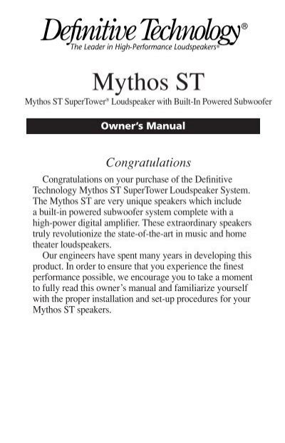 Mythos St Super Tower Manual Definitive Technology