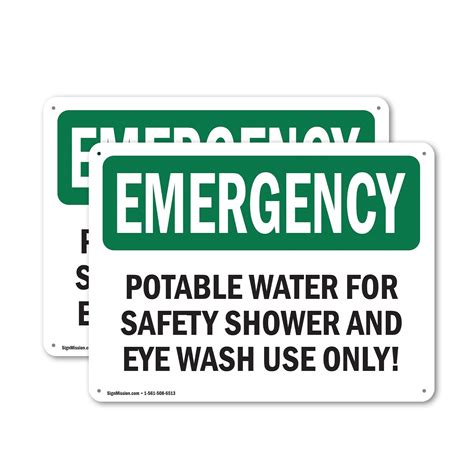 2 Pack Potable Water For Safety Shower And Eye Osha Emergency Sign 18 Inch X 12 Inch Indoor