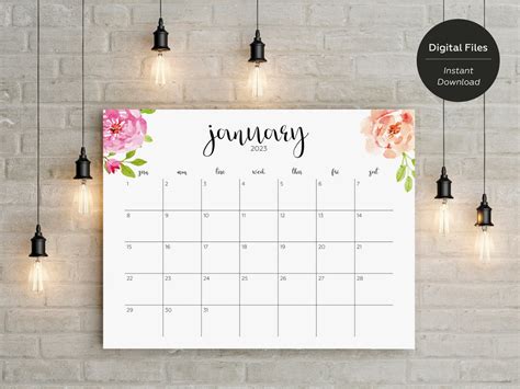 2023 Printable Calendar, 2023 Large Wall Calendar, 2023 Big Wall ...