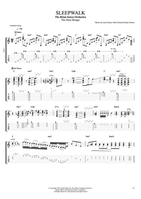 Tablature Sleepwalk De The Brian Setzer Orchestra Guitar Pro Full