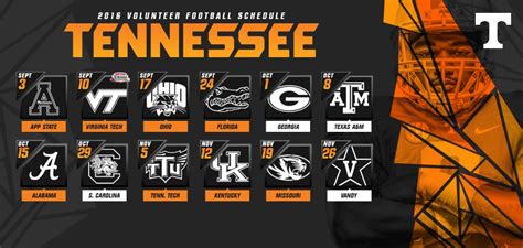 University Of Tn Football Schedule 2018