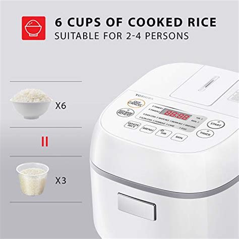 Toshiba Digital Programmable Rice Cooker Steamer And Warmer 3 Cups Uncooked Rice With Fuzzy