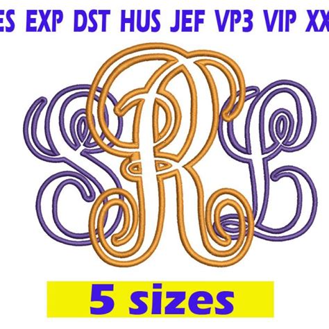 Interlocking Vine Monogram Font Embroidery Instant Download