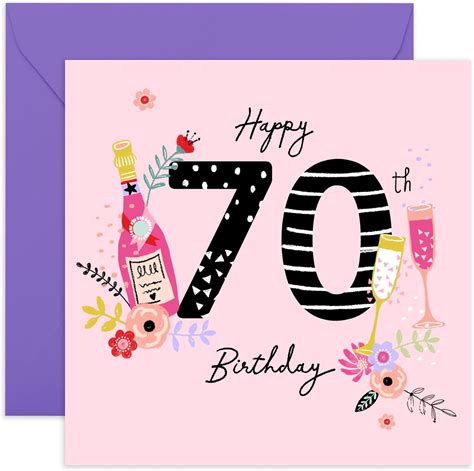 Amazon.com : CENTRAL 23 70th Birthday Card For Women - Champagne - Pink ...