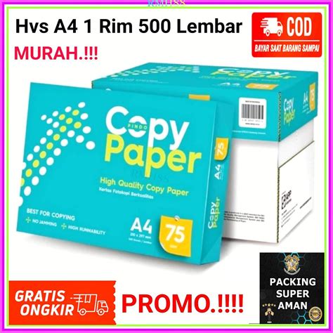 Kertas Hvs A4 1 Rim 500 Lembar Copy Paper 75gram Lazada Indonesia