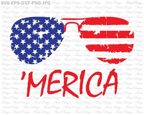 4th Of July Merica Sunglasses Svg File For Cricut Distressed Fourth Of July American Usa Flag