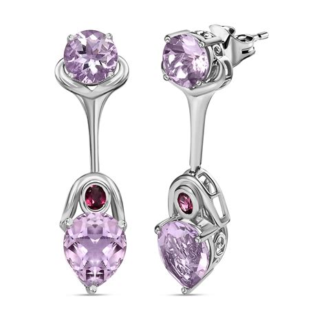 AAA Rose De France Amethyst Ohrringe 925 Silber Platiniert Ca 10 40