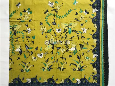 Jual Kain Bahan Baju Batik Tulis Pesisir Motif Buket Floral Kupu Kuning