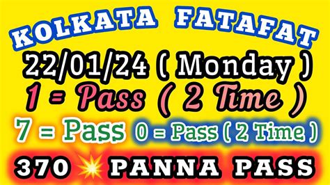 22 01 2024 KOLKATA FATAFAT TIPS TODAY TODAY KOLKATA FATAFAT TIPS