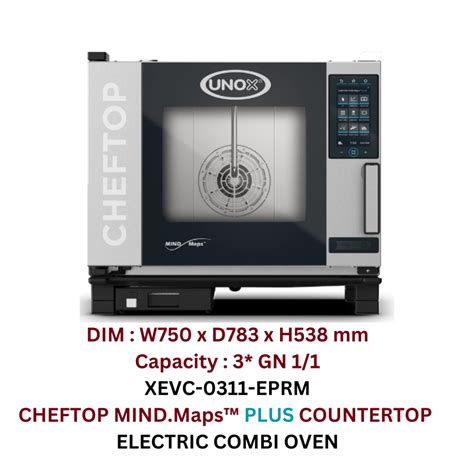 UNOX CHEFTOP MIND Maps PLUS COUNTERTOP 3 GN 1 1 ELECTRIC COMBI OVEN