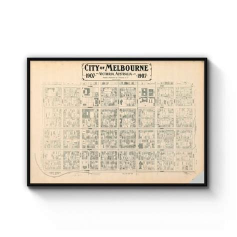 Vintage Melbourne CBD Street Map (1907) Wall Art - Bunnings Australia