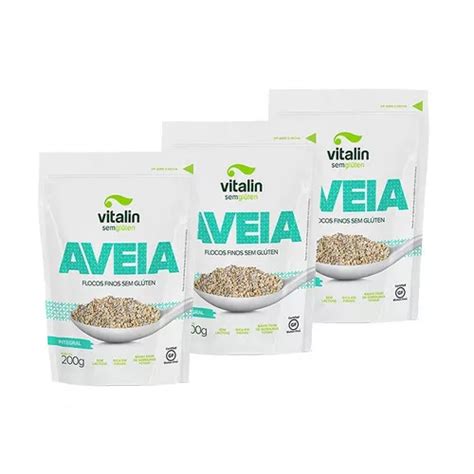 Kit 3x Aveia Flocos Finos Sem Glúten 200g Parcelamento sem juros