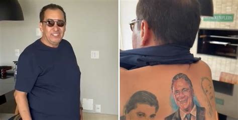 Vídeo Senador Jorge Kajuru faz tatuagem nas costas o rosto de