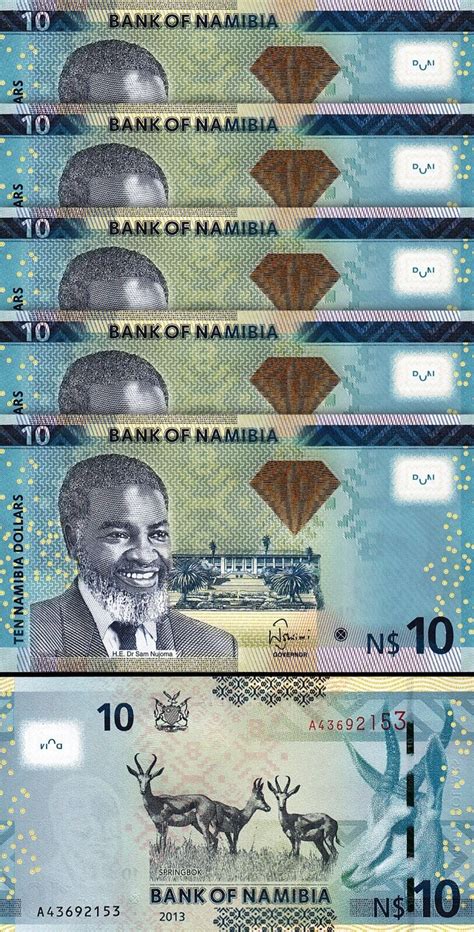 Namibia 10 Dollars 2013 UNC 20 Pcs LOT Consecutive P 11b With