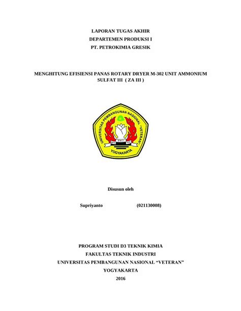 Pdf Laporan Tugas Akhir Departemen Produksi I Pt Petrokimia Gresik