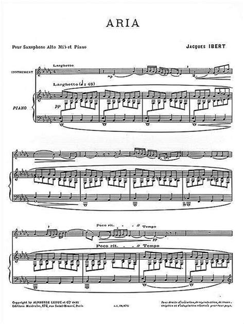 Aria Sheet Music By Jacques Ibert SKU 48180902 Stanton S Sheet Music