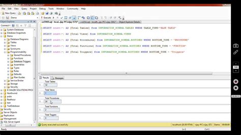 Sql Server Count Number Of Tables Views Store Procedures And Triggers