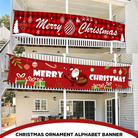 Merry Christmas Banner Large Xmas Porch Sign Banners Poster Indoor ...