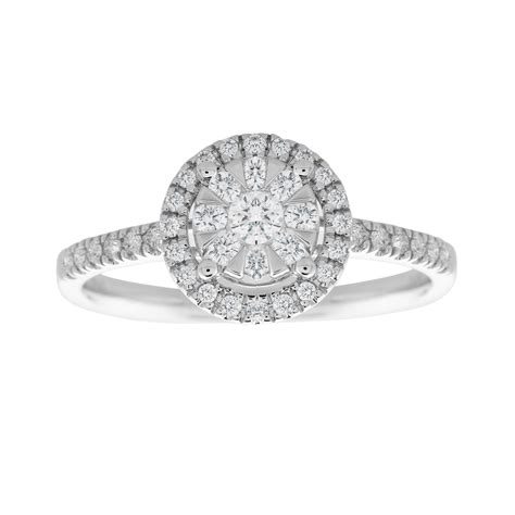 Goldsmiths 18ct White Gold 050ct Diamond Multi Stone Halo Ring