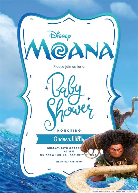 Moana Baby Shower Invitation Templates Fridf