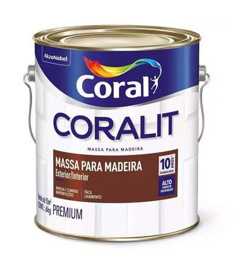 C S Construção Massa para Madeira Branca 6kg Coralit Coral