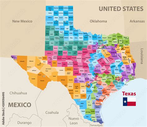 vector map of Texas's congressional districts. High detailed political ...