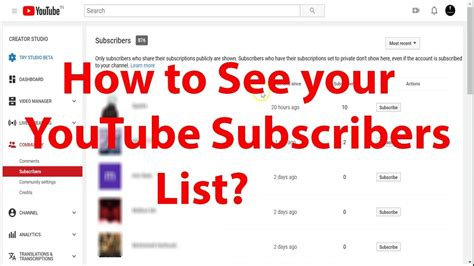 How To See Your YouTube Subscribers List YouTube