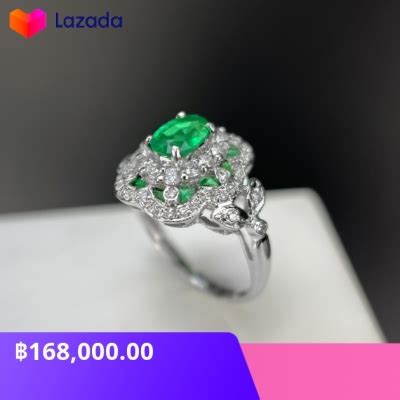 Emerald Diamond Ring แหวนเพชรมรกต มรกตแทสเขยวธรรมชาต เนอสะอาด