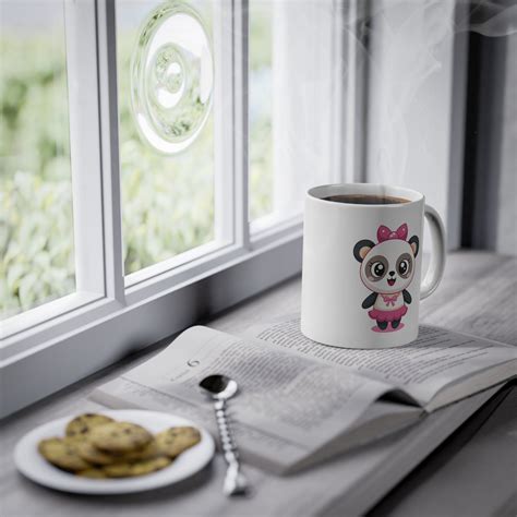 Panda Coquette Kawaii Mug, Girly Panda Coffee Mug, Panda Tasse, Double