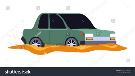 Road Accident Car Stuck Mud Dirty Stock Vector (Royalty Free ...