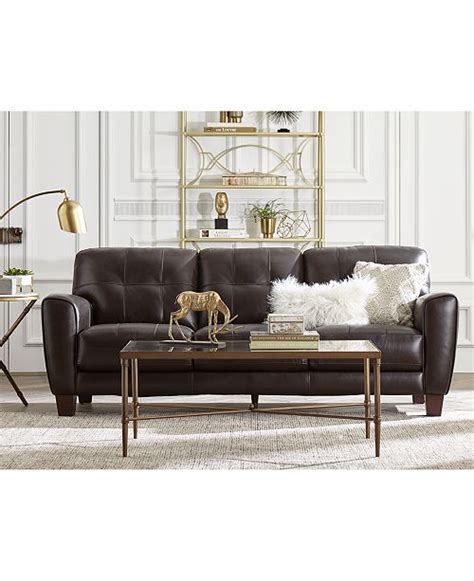 Light Brown Tufted Leather Sofa | Baci Living Room