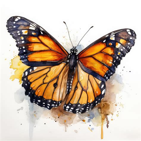 Monarch Butterfly Water Color Painting 12 High Quality Clipart Pack