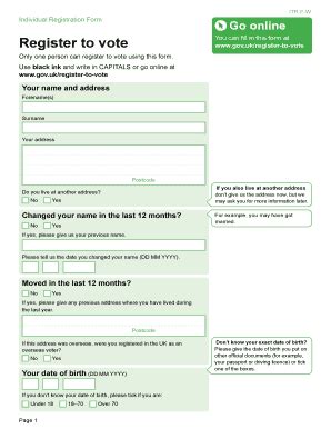 Fillable Online Register To Vote South Somerset District Council Fax