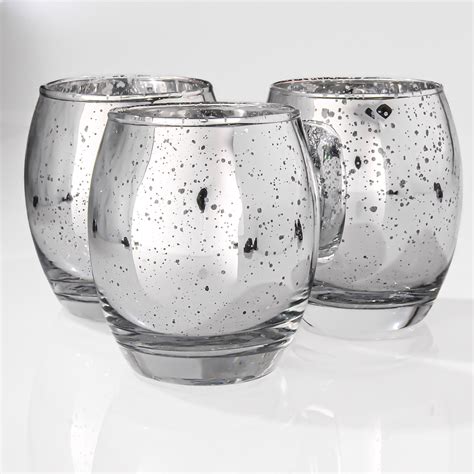 Richland Votive Holder Hurricane Grande Silver Mercury Set Of 12