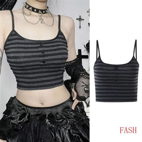 Fash Mulher Y K Cami Sem Mangas Crop Top Camisole Em Preto E Cinza