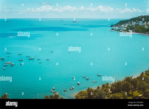 Panoramic Coastal Vung Tau View From Above With Waves Coastline Streets Coconut Trees And