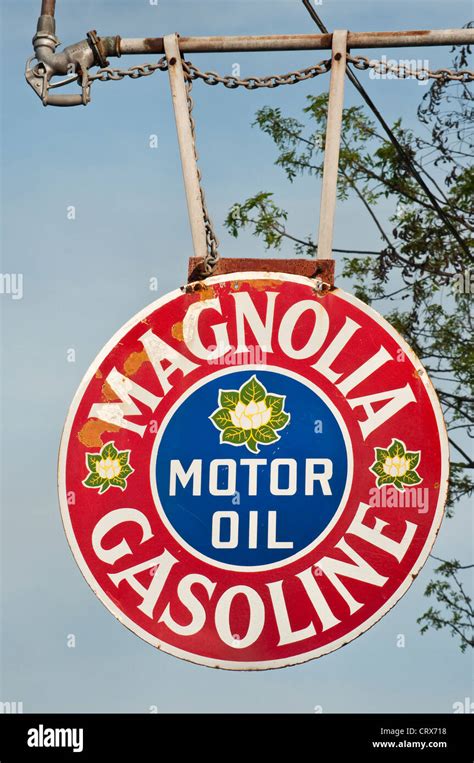 Magnolia Gasoline Sign At Historical Gas Station Historic Walk In