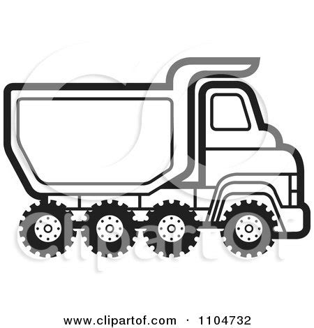 Clipart Black And White Dump Truck 2 - Royalty Free Vector Illustration ...