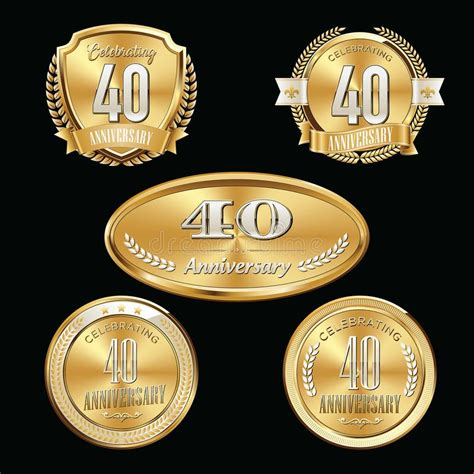 Set Of Golden Anniversary Badges Set Of Golden Anniversary Signs Stock Vector Illustration Of