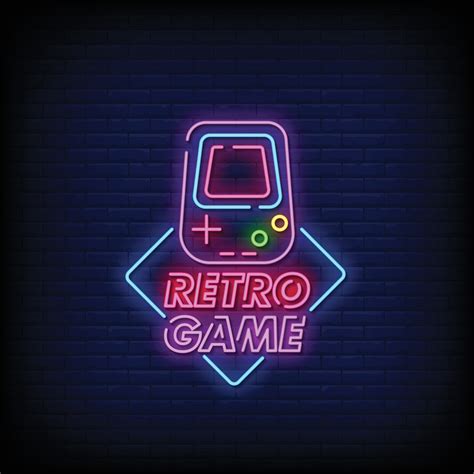 Retro Game Design Neon Signs Style Text Vector Vector Art At