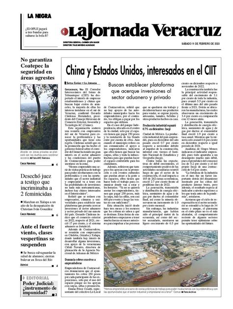 Contraportada Del 11 De Febrero De 2023 La Jornada Veracruz