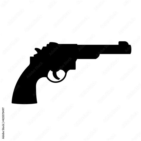 6 Shooter Gun Silhouette Icon Clipart Image Isolated On White